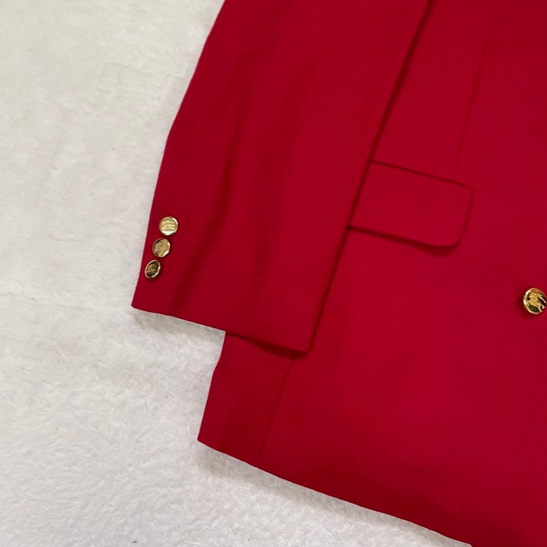 極美品　BURBERRY 金ボタン　赤いダブルブレストテーラードジャケット