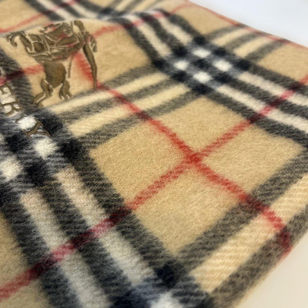 美品　バーバリーロンドン　膝掛け　ストール　ノバチェック　ベージュ　ウール　西川