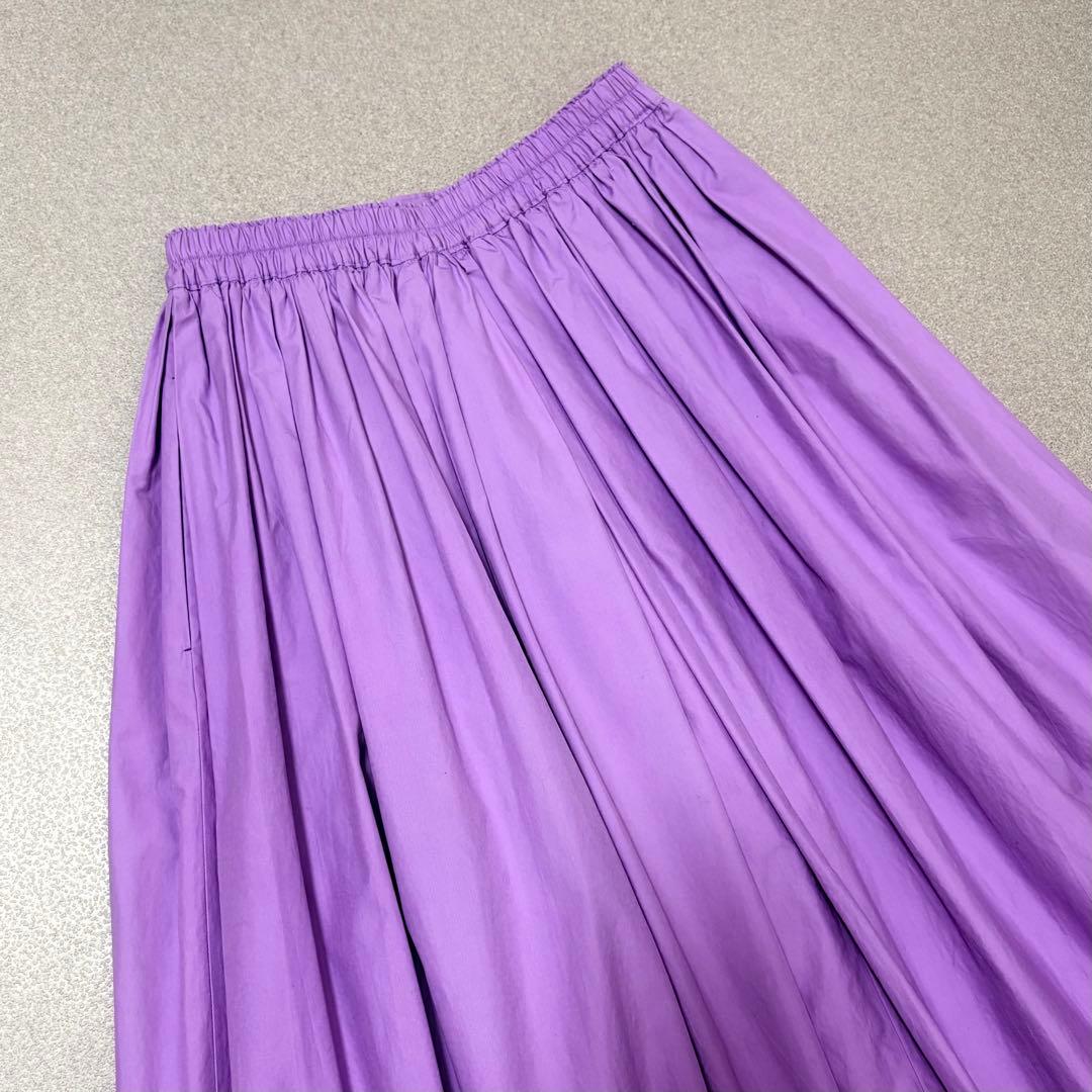 Drawer コットン ギャザー ロングスカート フレアスカート 紫