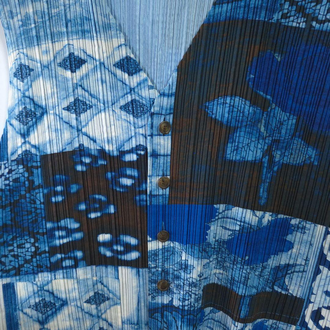 97ss ISSEY MIYAKE MEN プリーツ加工ベスト ブルー