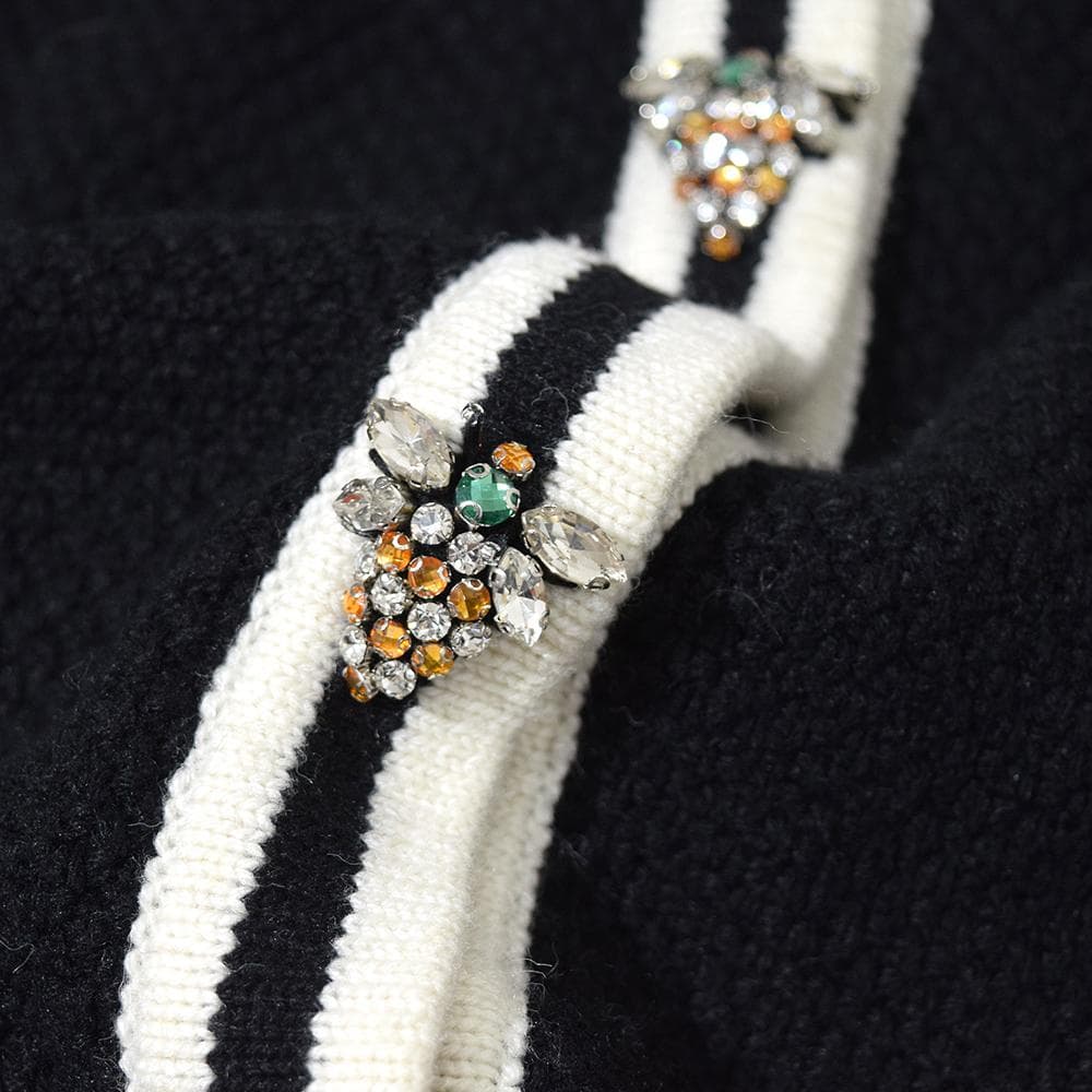 Super Beauty 花 刺繍 ミツバチ ビジュー装飾 ロングカーディガン