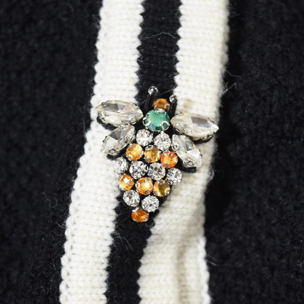 Super Beauty 花 刺繍 ミツバチ ビジュー装飾 ロングカーディガン