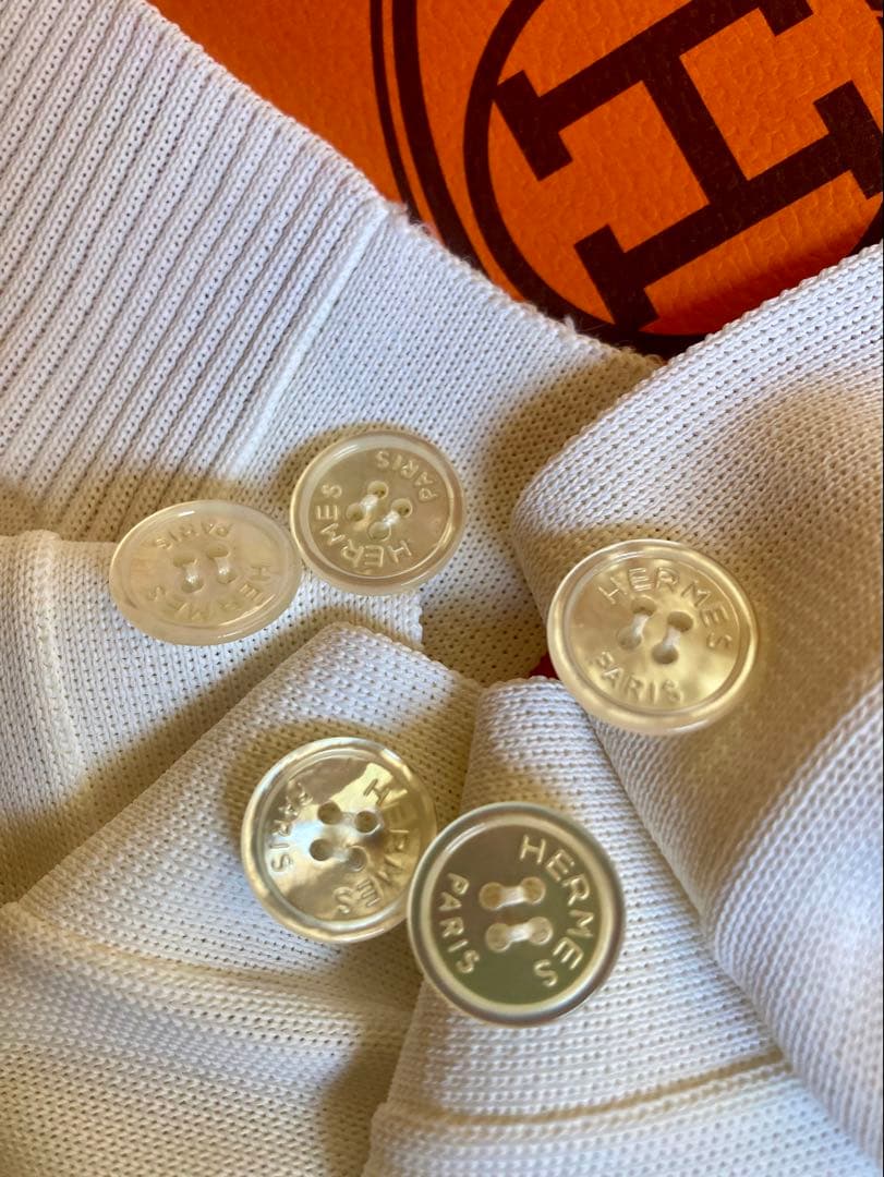 HERMÈS ロングカーディガン シェルボタン ビスコース正規品 クリーニング済