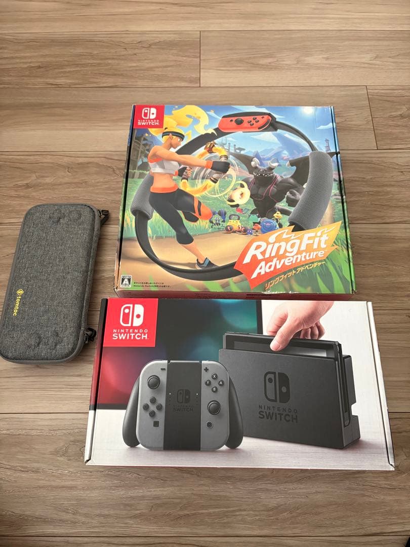 ニンテンドーSwitch本体　完動美品完品箱入　リングフィット&本体携帯ケース付