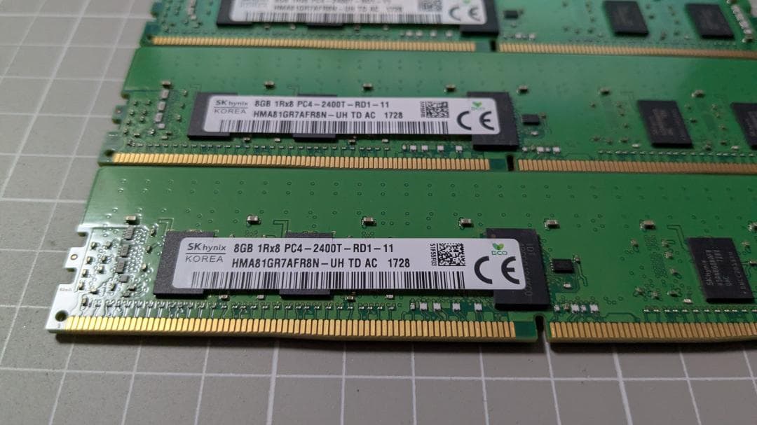 DDR4 8GB メモリ 16枚セット ECC※　合計128GB