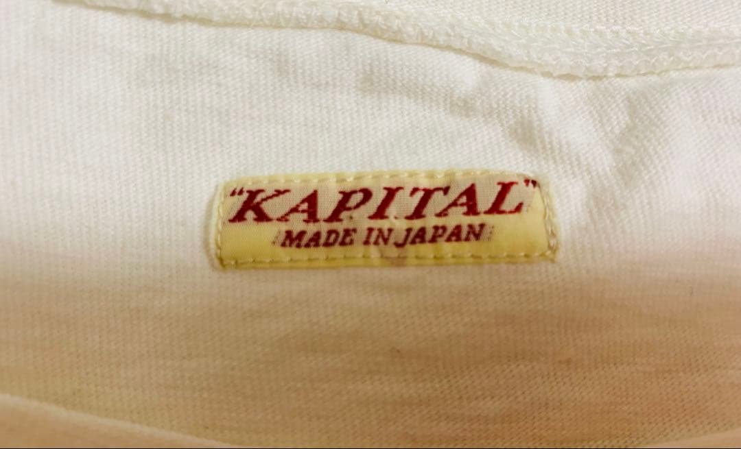 【kapital】天竺 バンダナ HUGE-T 半袖Tシャツ ピンク×キナリ