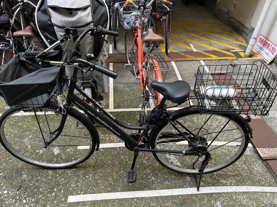 【大阪市内手渡し限定】27インチ・ブラック・変速付き自転車／状態良#発送不可