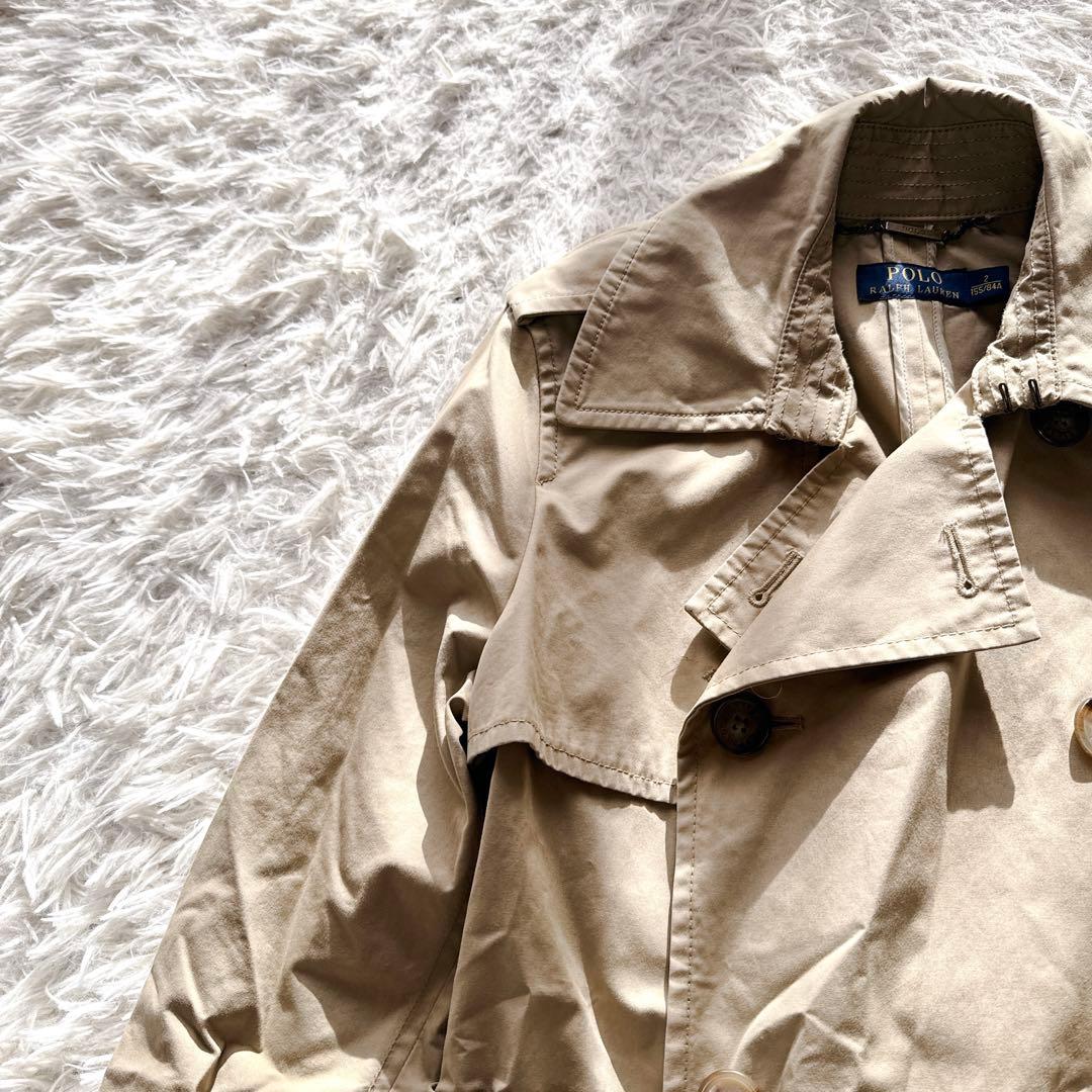 ポロ　ラルフローレン ベージュ トレンチコート M-L ベルト　ダブル　マキシ丈