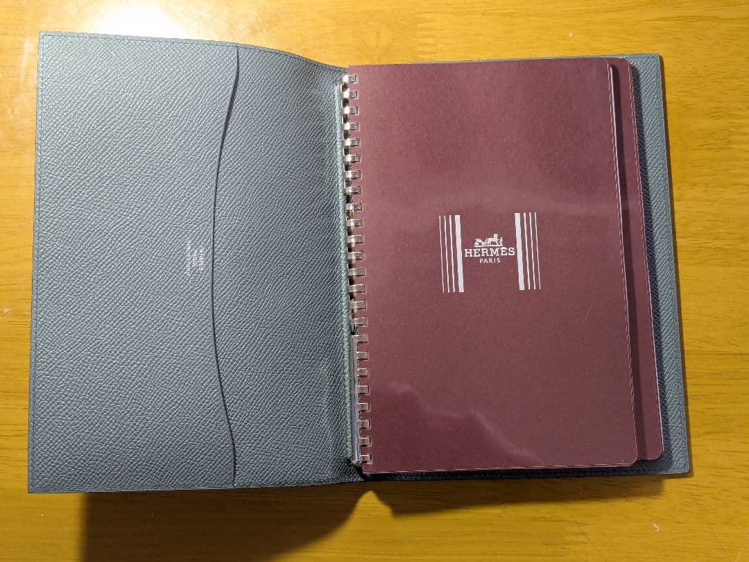 HERMES ネイビー レザー スパイラルリングノート