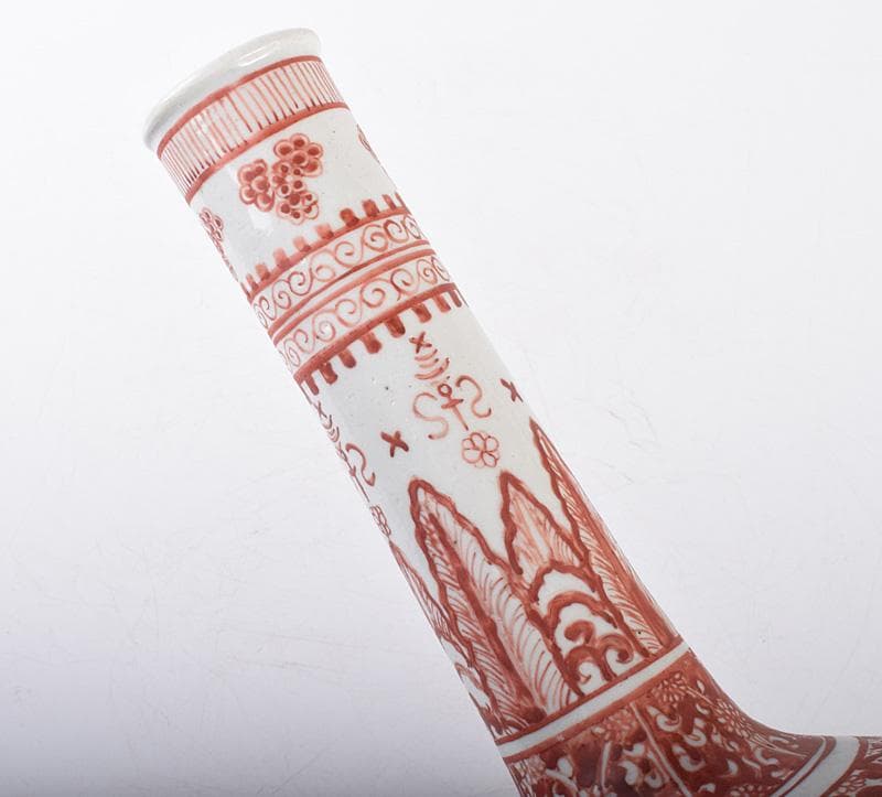 中国　赤絵　花鳥文　天球瓶　C　3570B