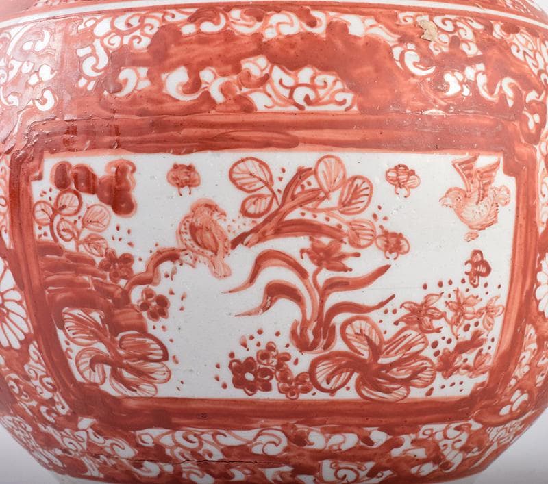 中国　赤絵　花鳥文　天球瓶　C　3570B