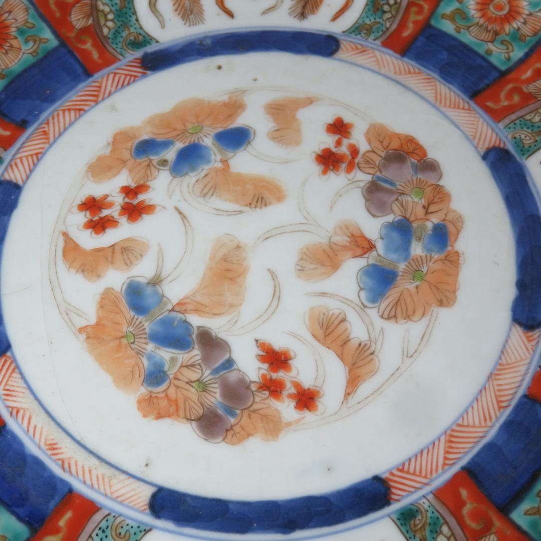 古伊万里 鳳凰 唐草 冨貴長春 ニュウ 窯傷あり 色絵付 草花文様