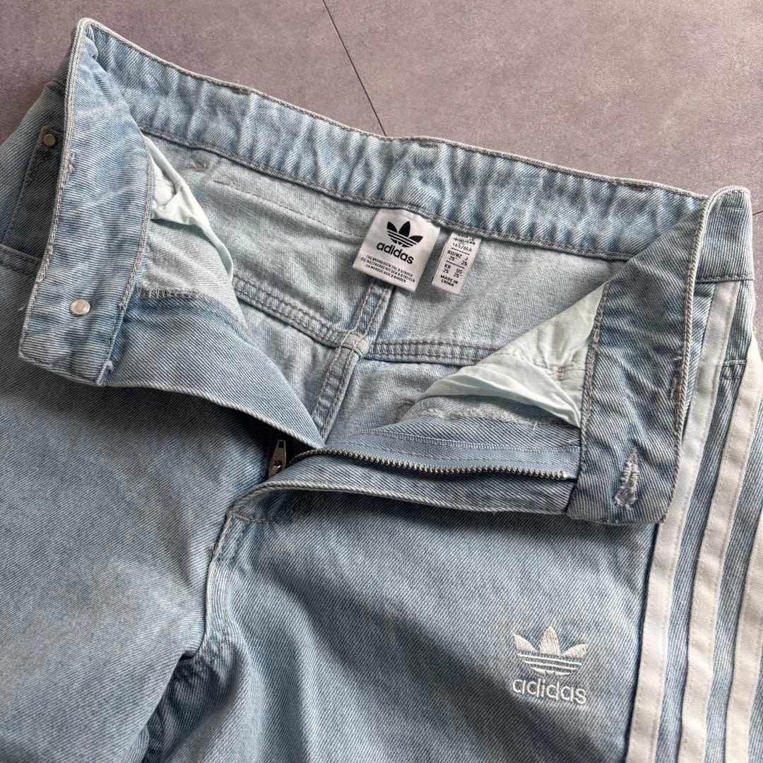 adidas Adilenium デニムカーゴパンツ　クリアブルー 紐なし　25