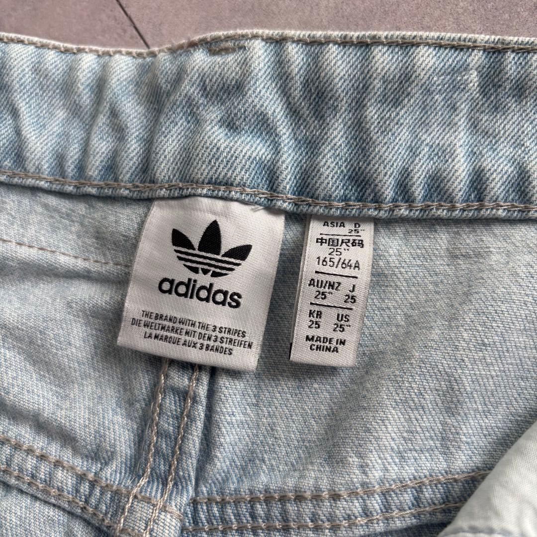 adidas Adilenium デニムカーゴパンツ　クリアブルー 紐なし　25