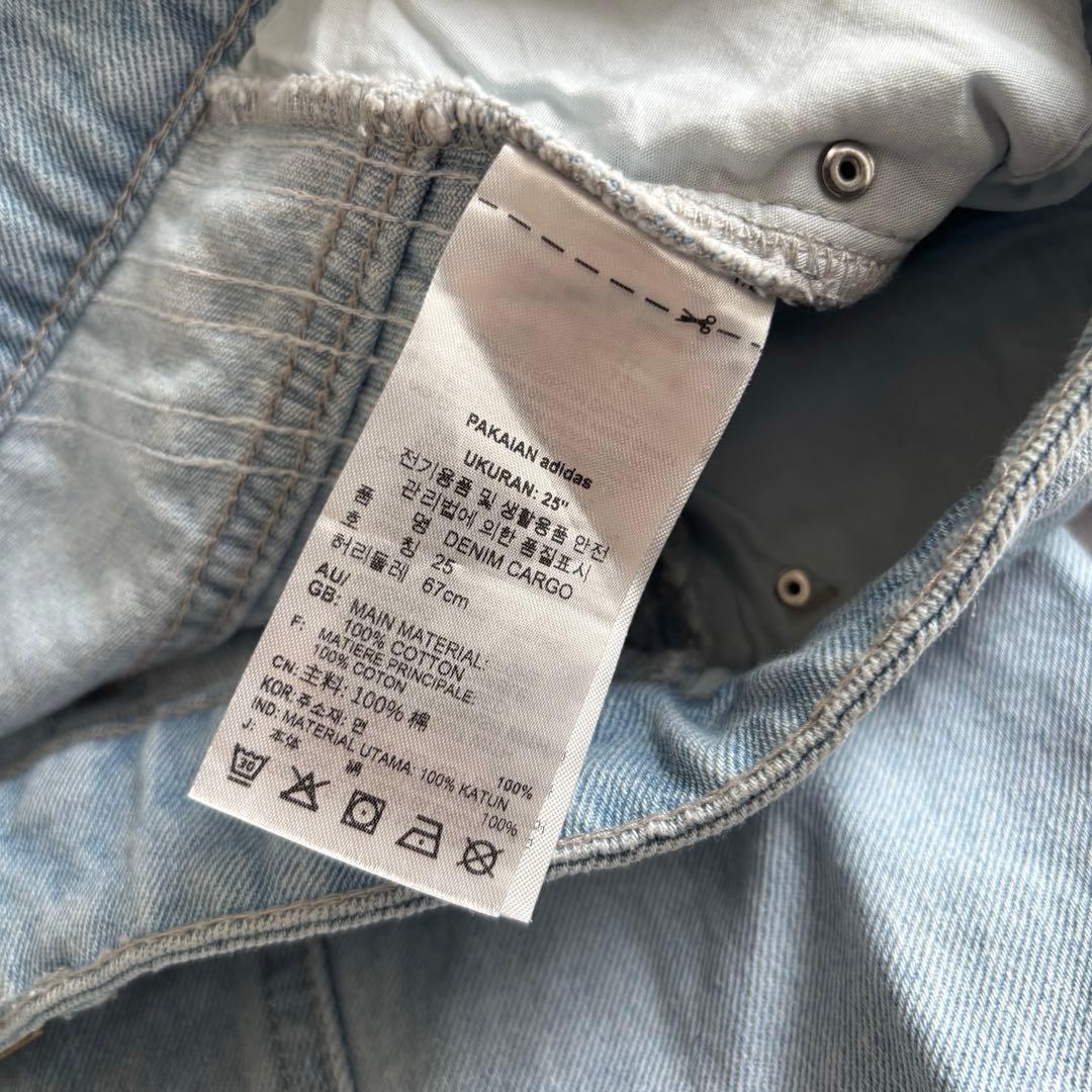 adidas Adilenium デニムカーゴパンツ　クリアブルー 紐なし　25