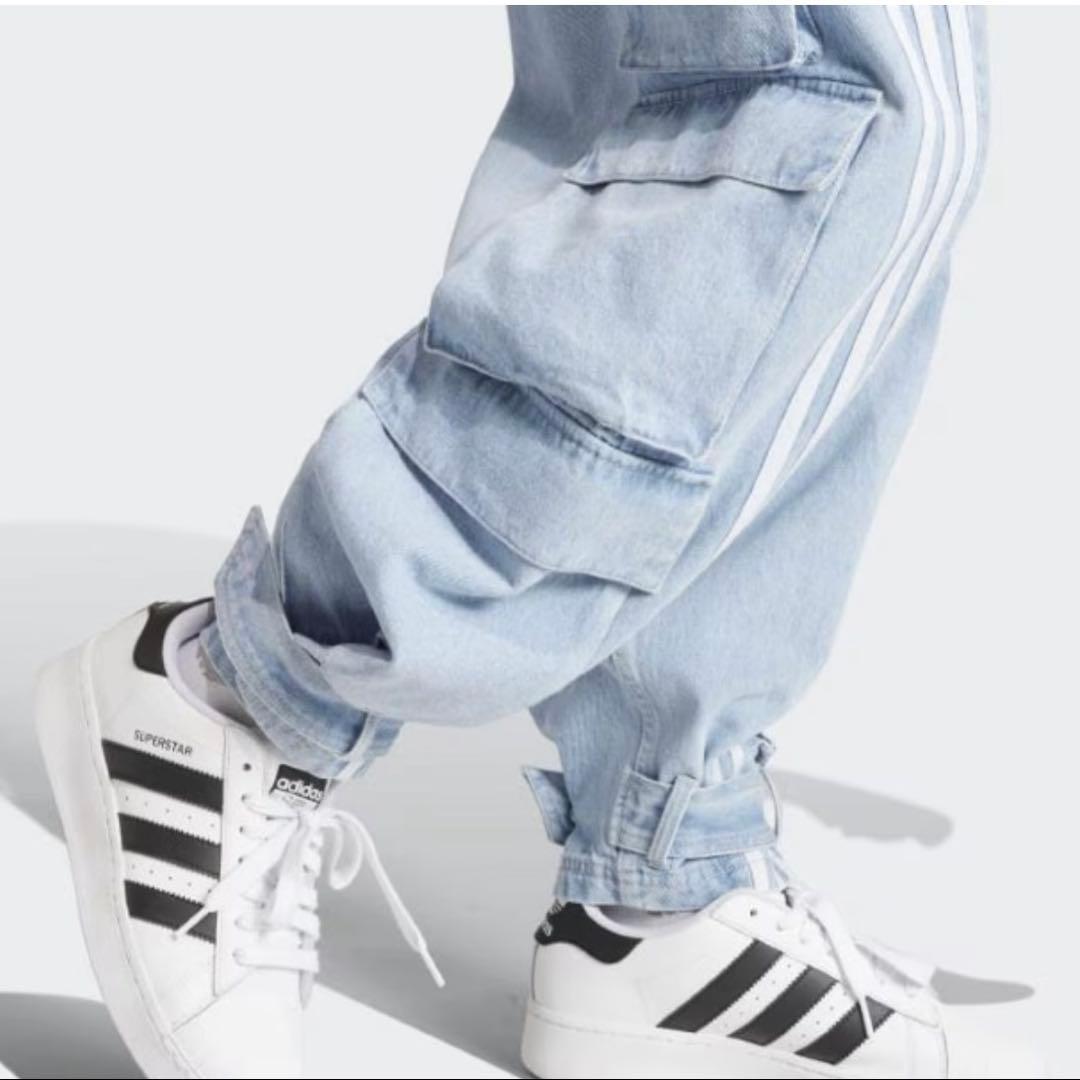 adidas Adilenium デニムカーゴパンツ　クリアブルー 紐なし　25