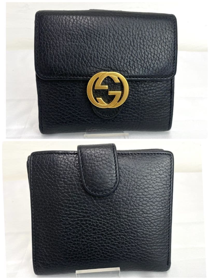 ✨️美品✨️GUCCI 二つ折り財布 ダブルホック インターロッキング