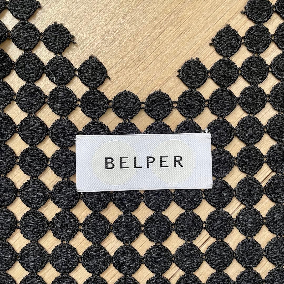 BELPER 2022AW 黒レース フリンジキャミソール