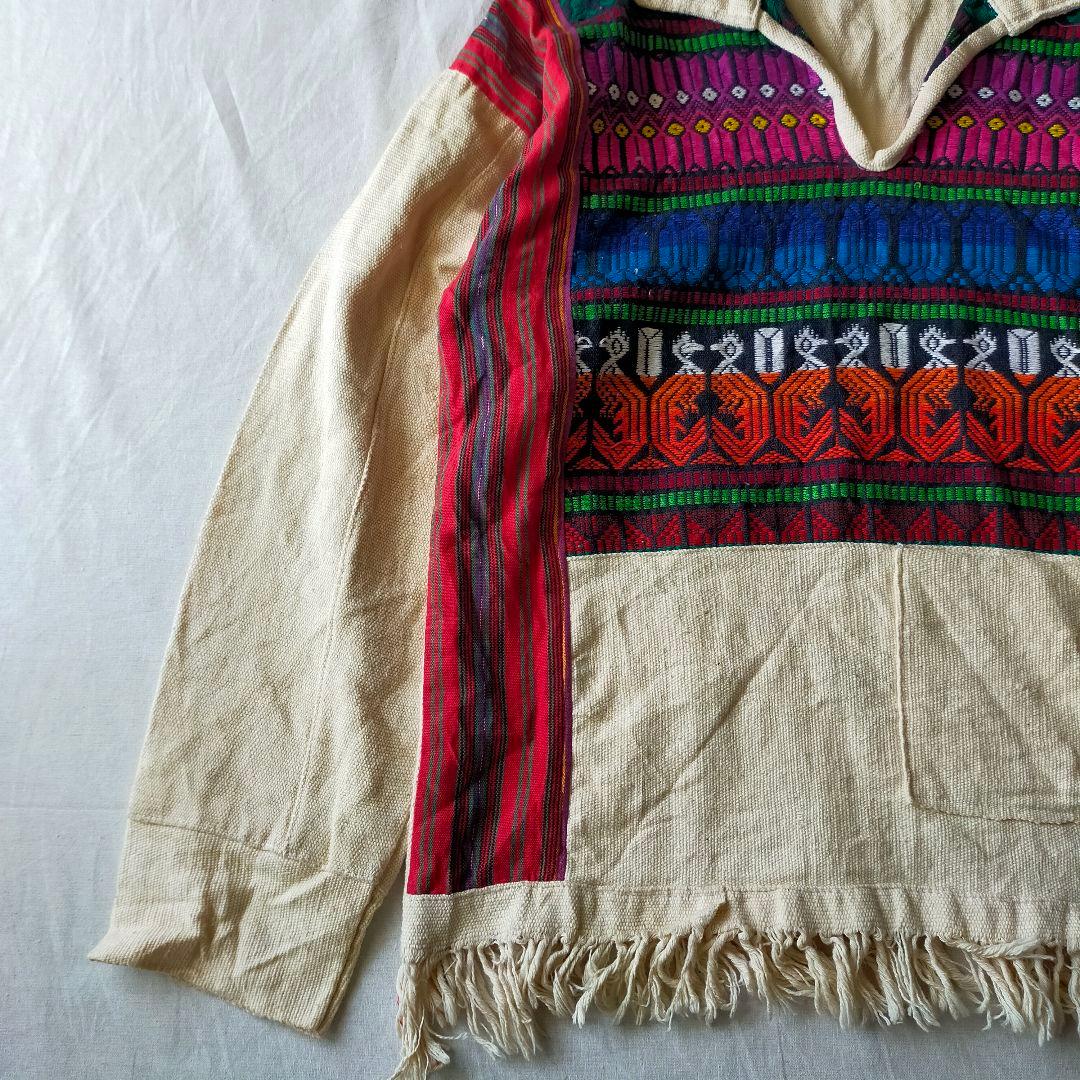 古着　グアテマラシャツ　ハンドメイド　刺繍　エスニック　ネイティブ　プルオーバー