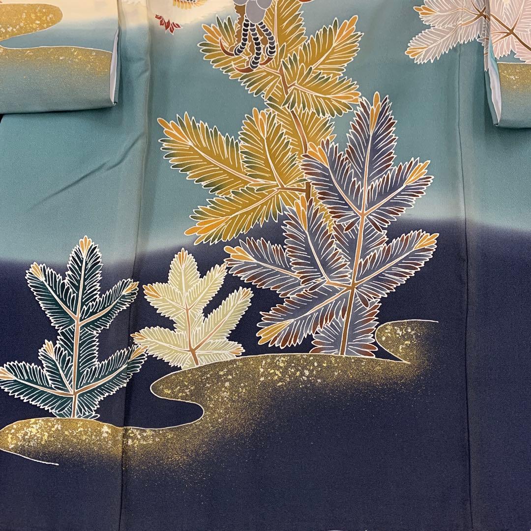 特別展示品新品正絹産着京友禅手描き美術本金仕様、特選大鷹と祝い「工芸松」古典文
