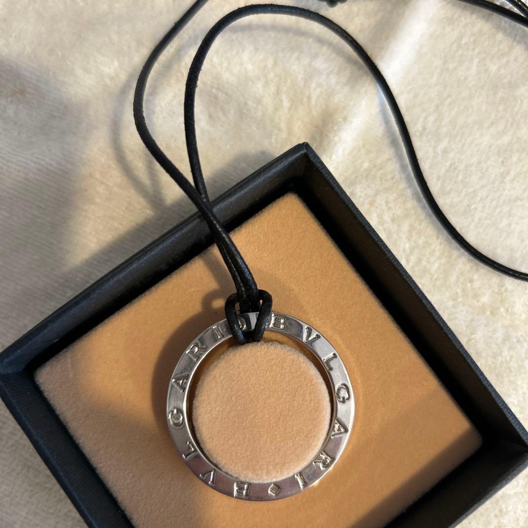 BVLGARI ブルガリ キーリング シルバー ネックレス 革紐付き