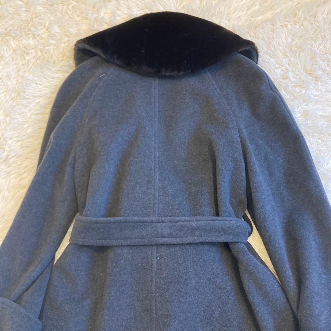 LAURA ASHLEY 襟　ファー　ウールコート　Aライン　42