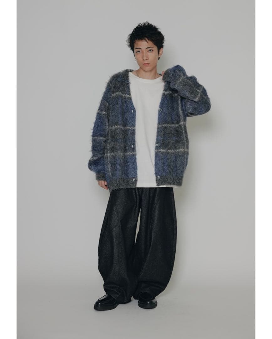 JIMWAG チェックニットカーディガン BLUE