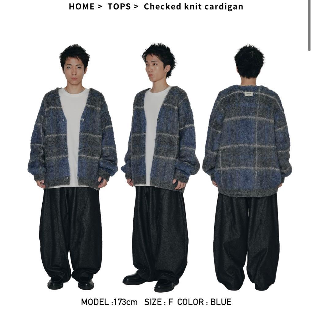JIMWAG チェックニットカーディガン BLUE