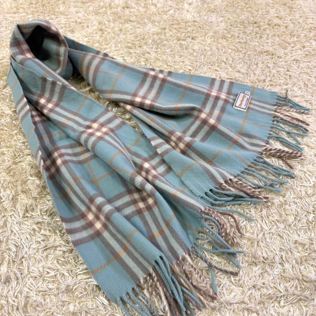 美品　希少カラー　バーバリーズ　チェック柄　高品質　カシミヤ100% マフラー