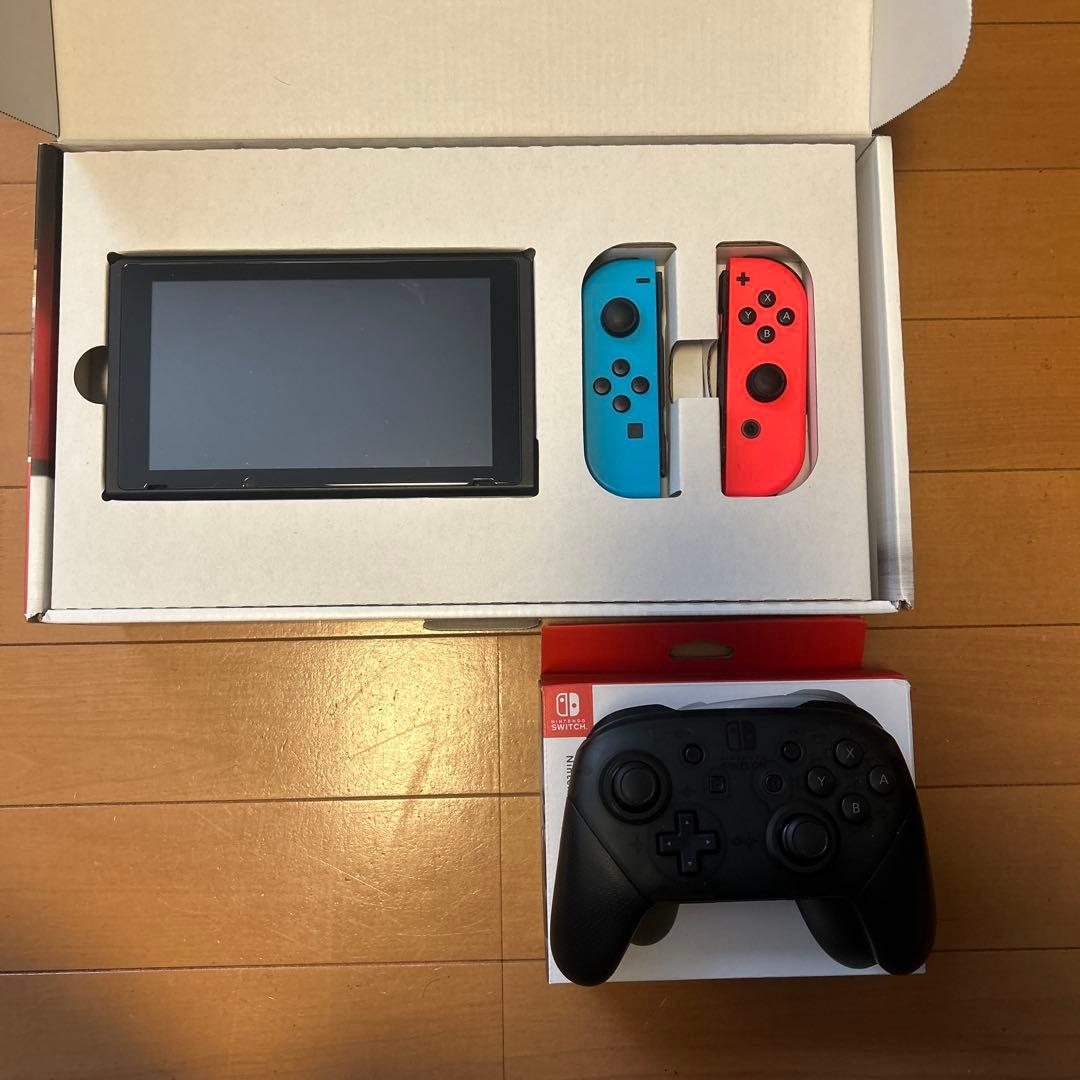け*ー様 Nintendo Switch 本体 青/赤 Joy-Con付き＋プロ