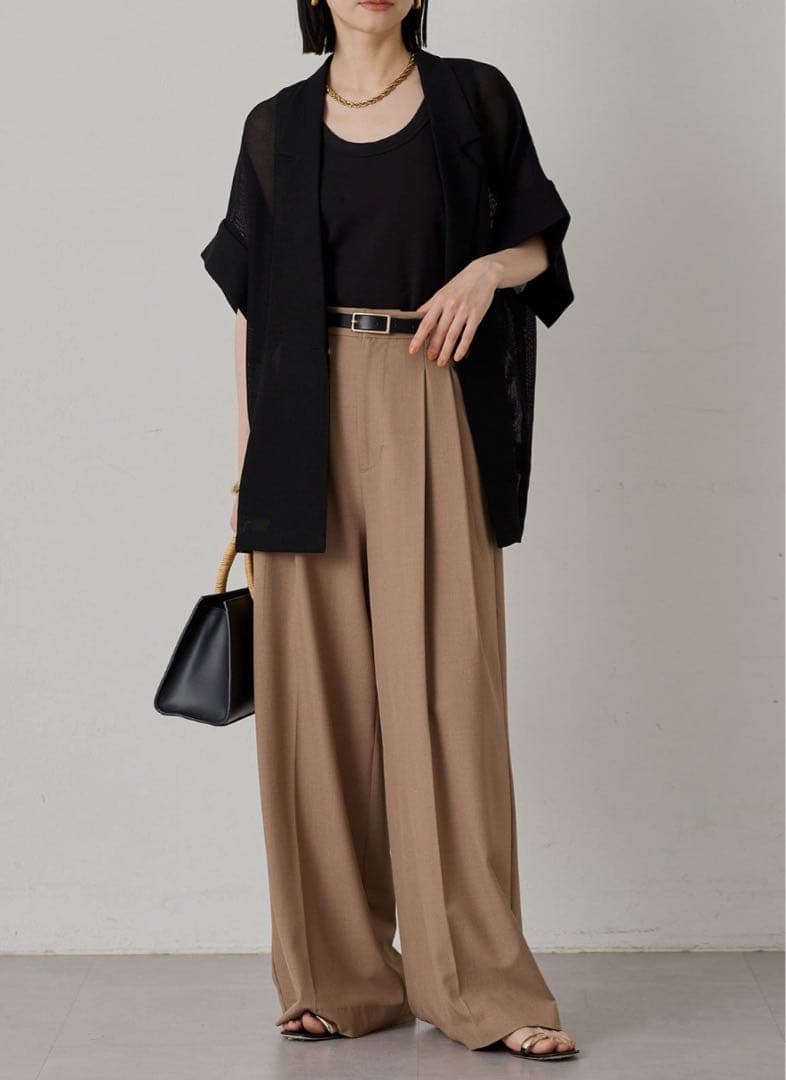 【新品】LOUNGEDRESS メッシュハーフスリーブジャケット ブラック