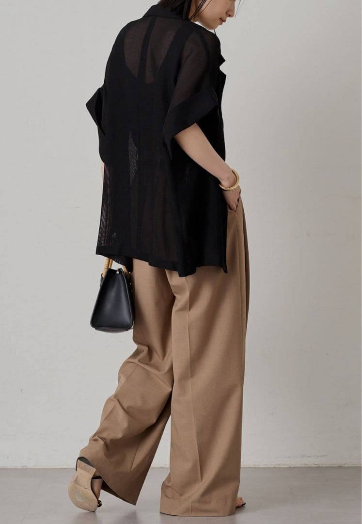 【新品】LOUNGEDRESS メッシュハーフスリーブジャケット ブラック