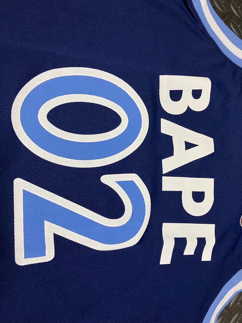 【美品】BAPE ネイビー タンクトップ 02 NBAパロディ　バスケシャツ