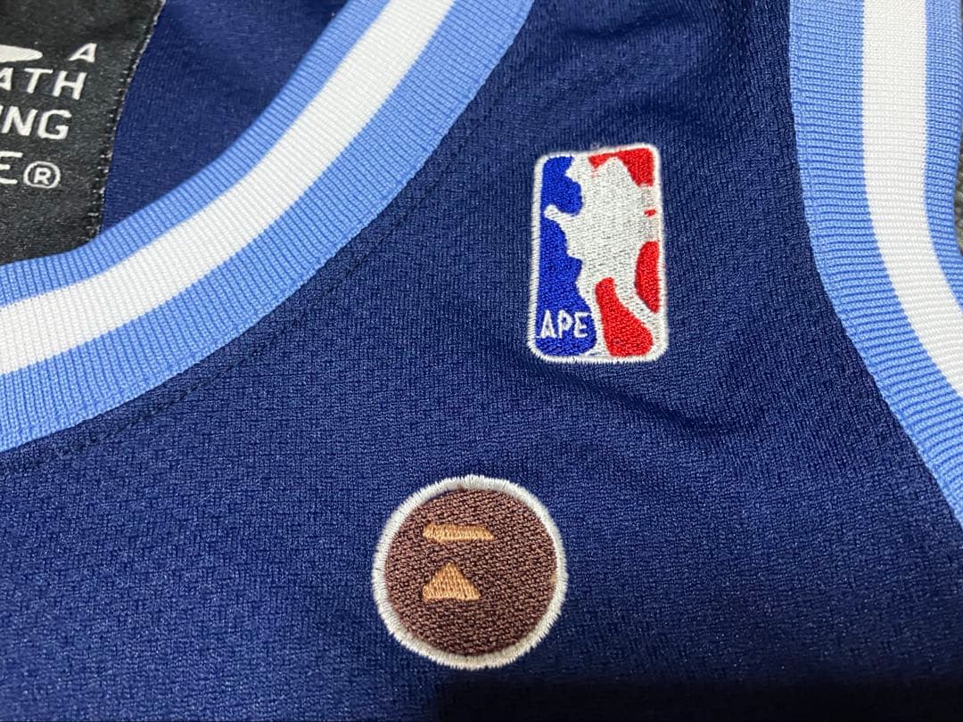 【美品】BAPE ネイビー タンクトップ 02 NBAパロディ　バスケシャツ