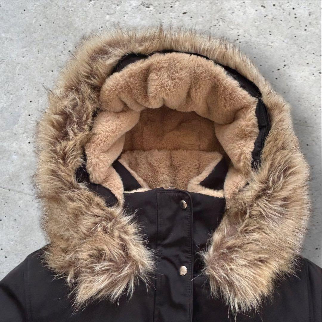 美品【ZARA TRF】ザラ トラファ ファー付 モッズコート 黒 サイズM