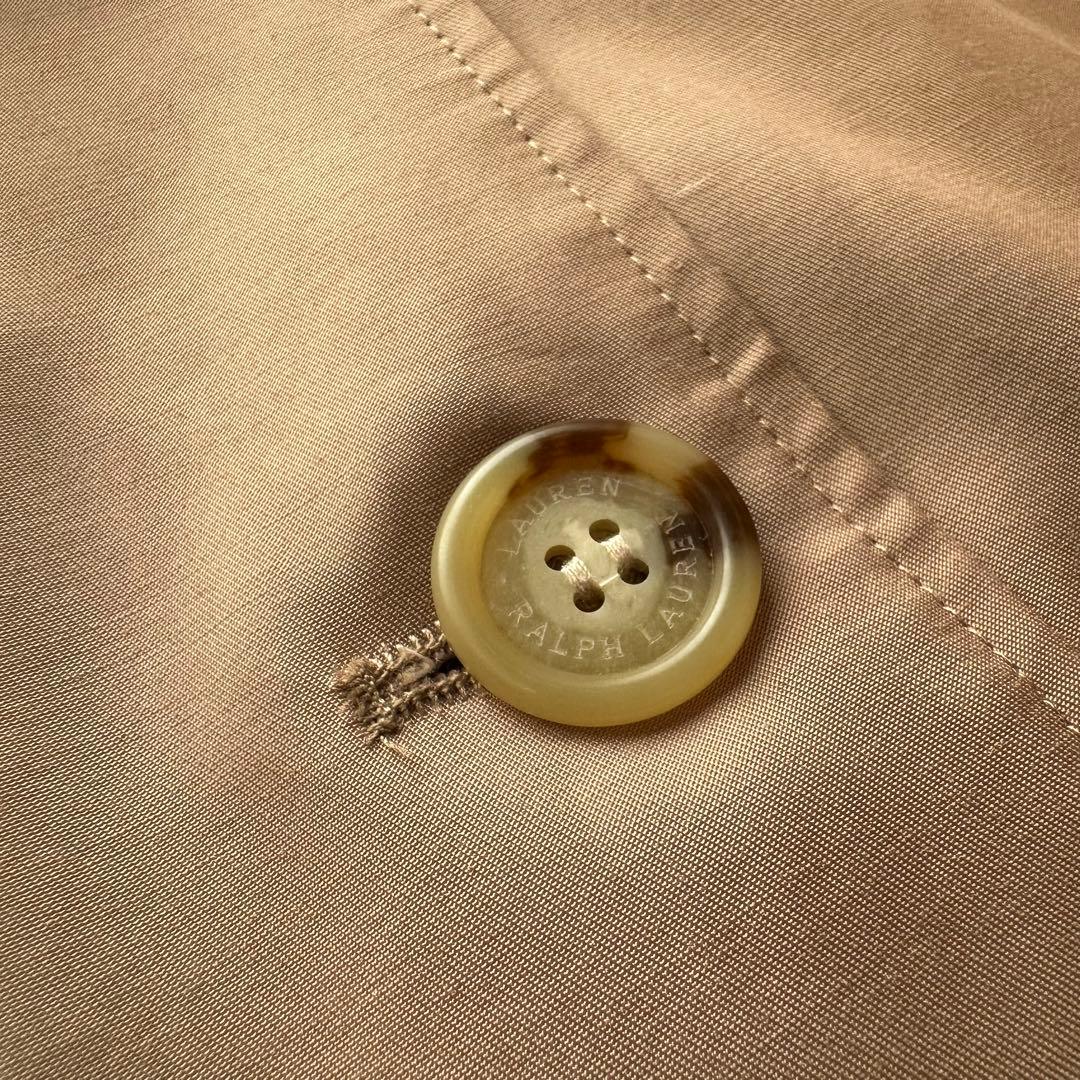 ラルフローレン：美品【コットンポリ／チェーン柄】セミロング•ステンカラーコート