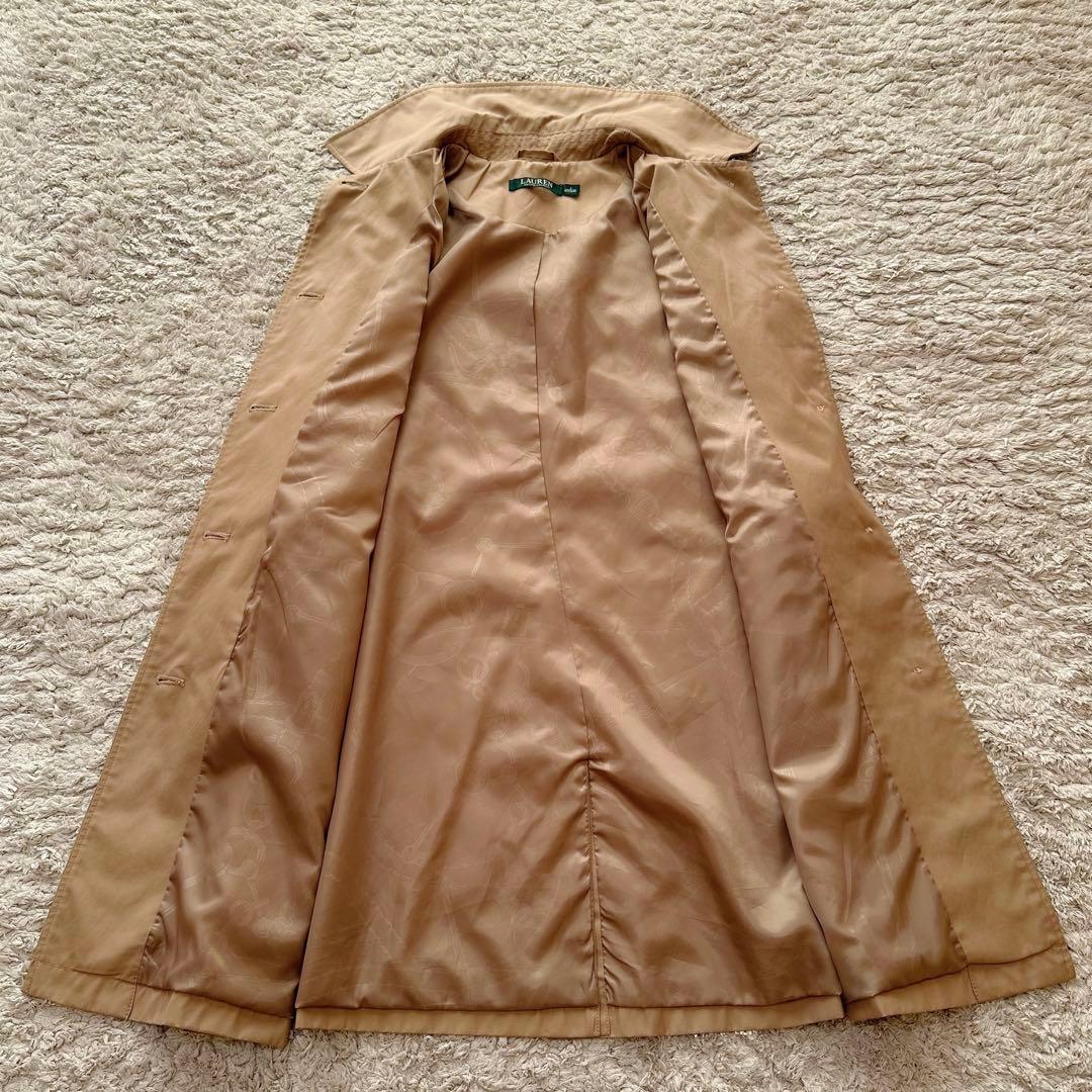 ラルフローレン：美品【コットンポリ／チェーン柄】セミロング•ステンカラーコート