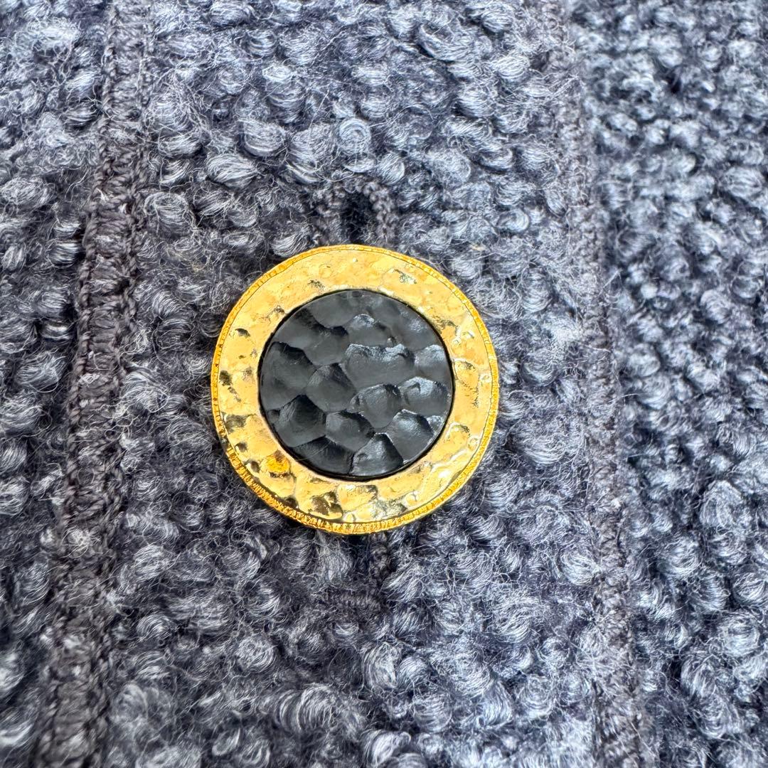 【美品】シャネル CHANEL ツイードジャケット ノーカラー グレー タグなし