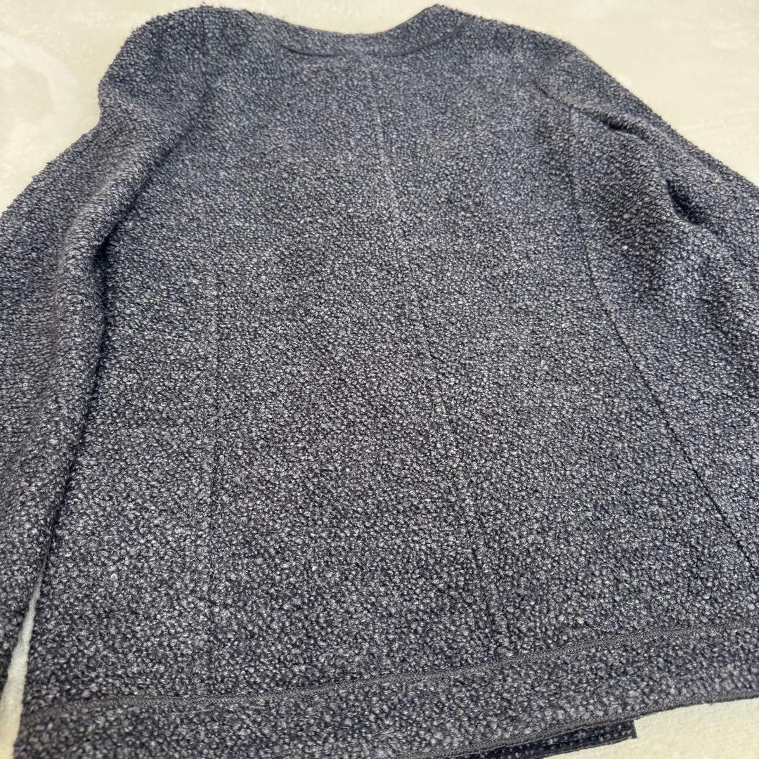 【美品】シャネル CHANEL ツイードジャケット ノーカラー グレー タグなし