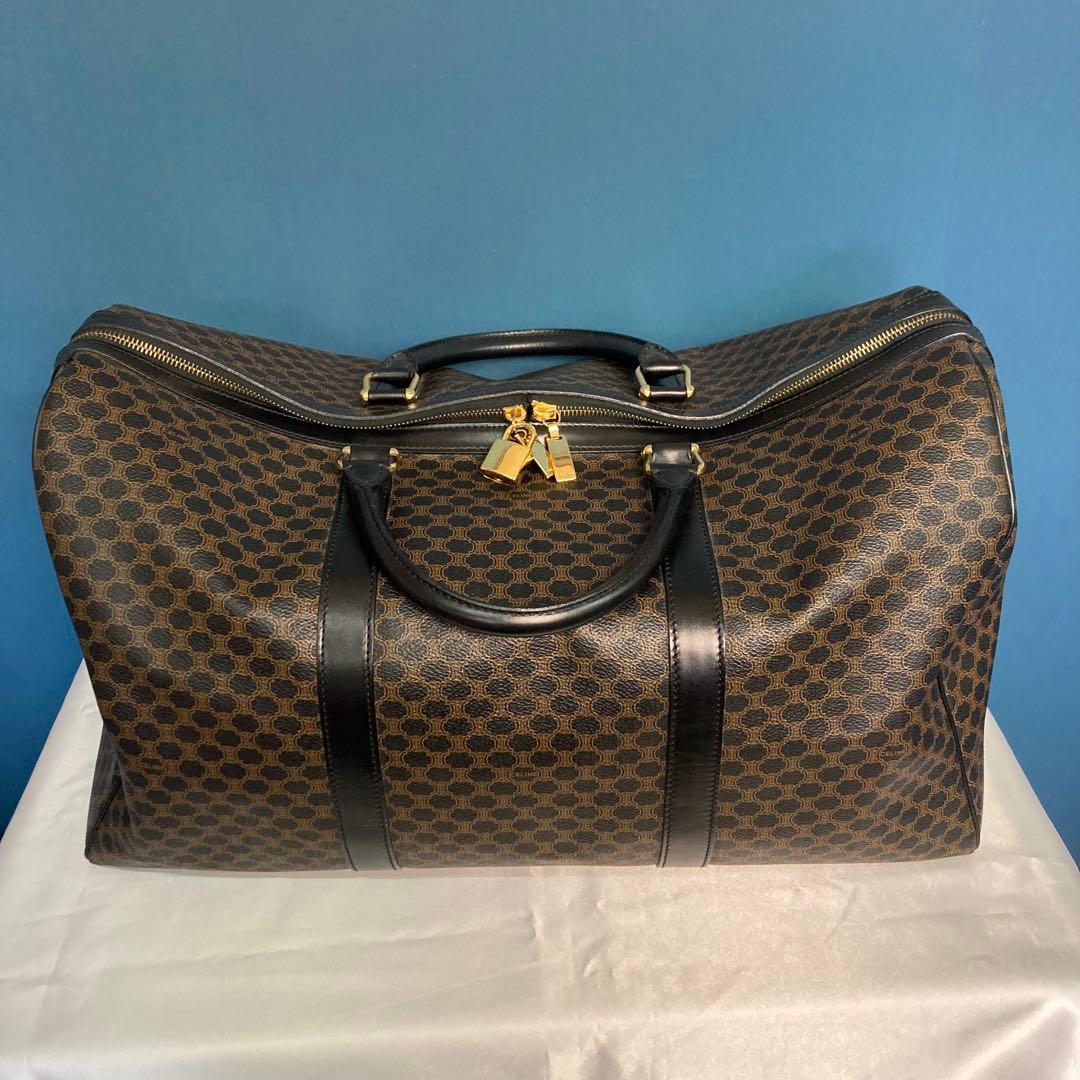 CELINE マカダム柄 イタリア製 ビンテージ ボストンバッグ 黒 美品