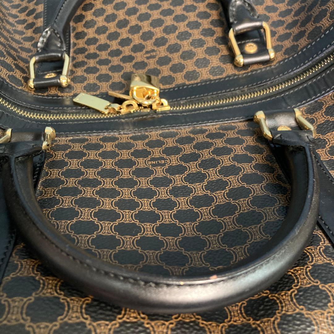 CELINE マカダム柄 イタリア製 ビンテージ ボストンバッグ 黒 美品
