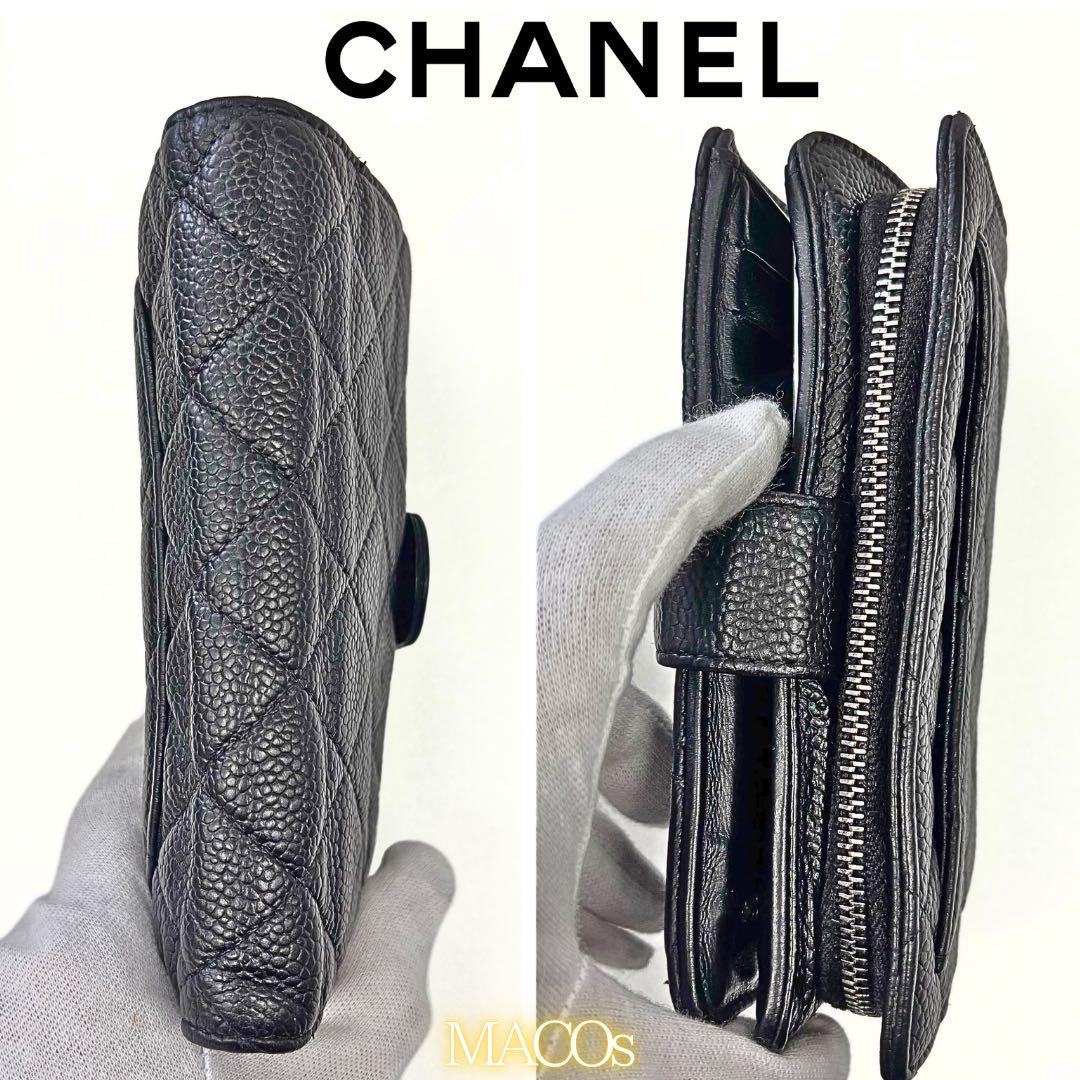 ✨本日特別価格✨CHANEL/マトラッセ/キャビアスキン/二つ折り/財布/ジップ