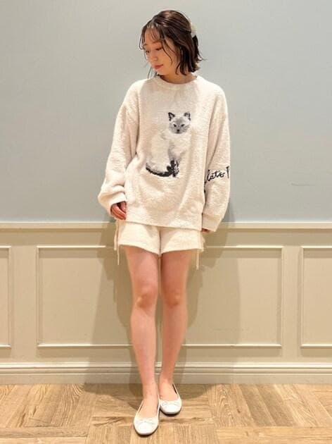 【美品】gelato pique　ジェラート ピケ　ネコジャガードプルオーバー