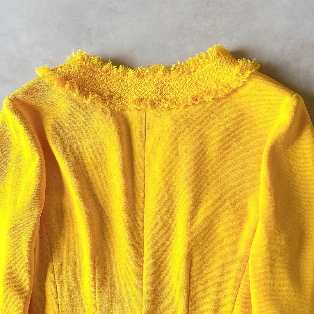 FOXEY フォクシーブティック フリンジ　カーディガン　イエロー