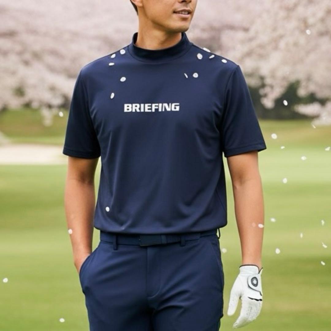 美品　ブリーフィングゴルフ　モックシャツ　M〜L相当　紺　ネイビー　濃紺　白
