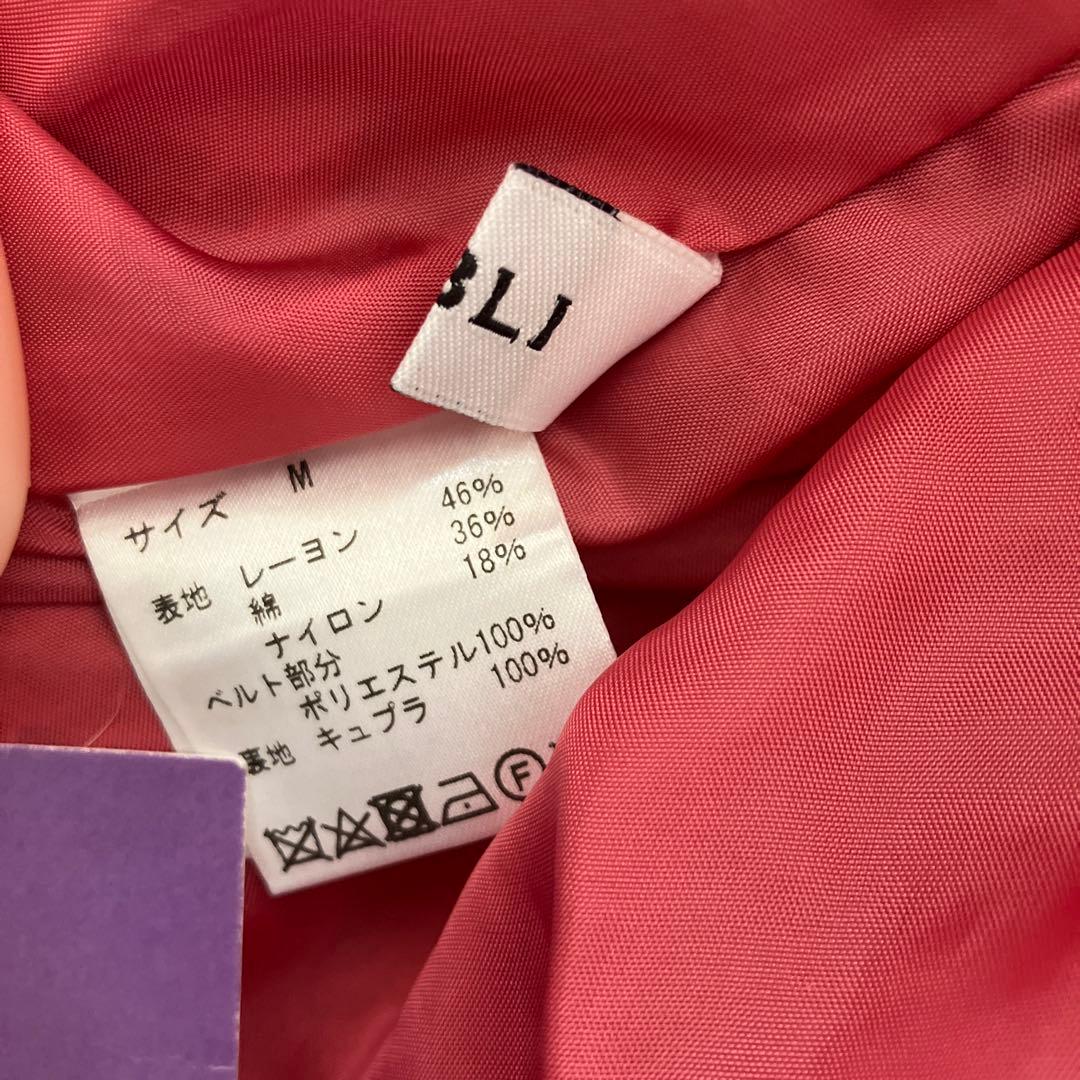 OBLI コード刺繍総レース　フレアロングスカートM ピンク　レッド　フラワー