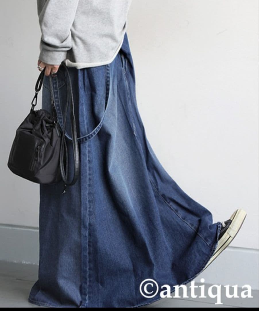 【新品タグ付き】antiqua　変形サロペットデニムスカート　完売品