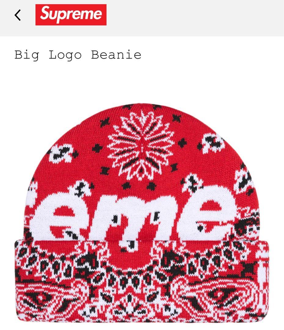 帽子 Supreme Bandana Big Logo Beanie red