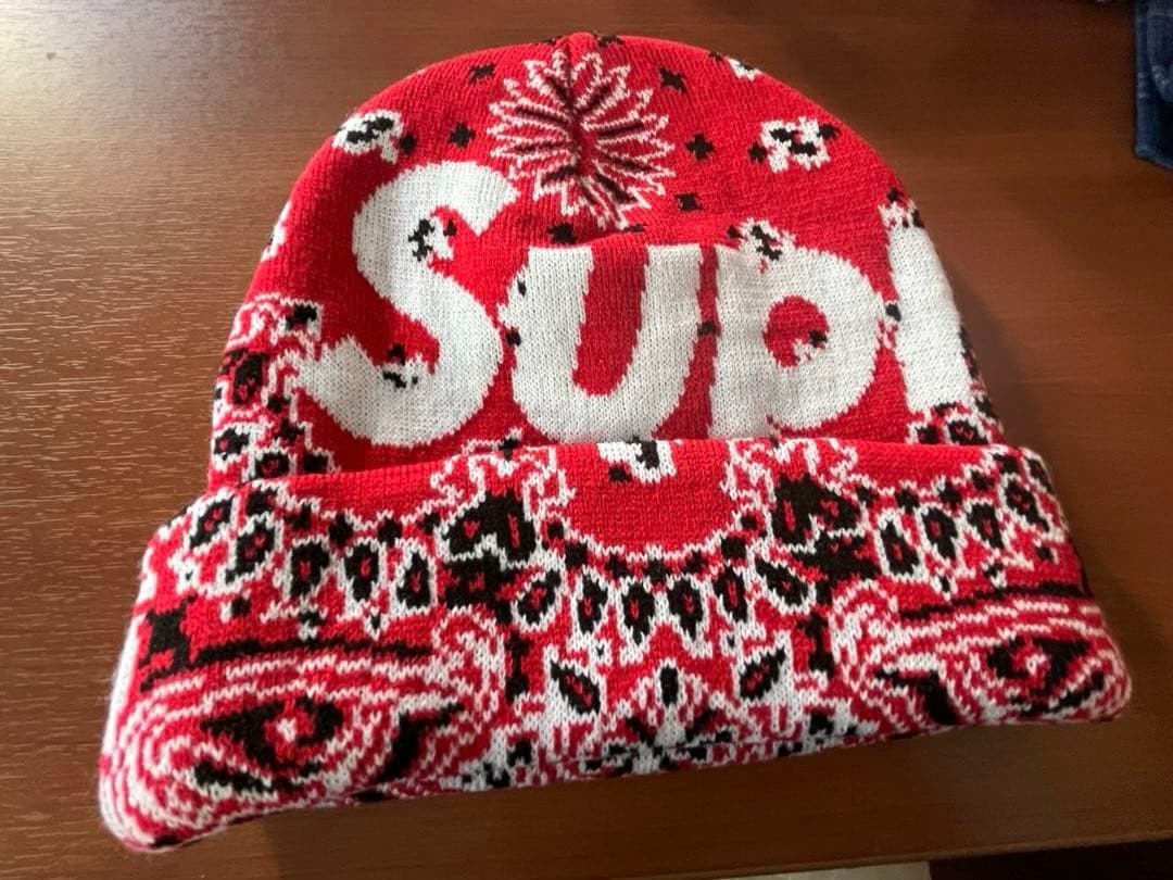 帽子 Supreme Bandana Big Logo Beanie red
