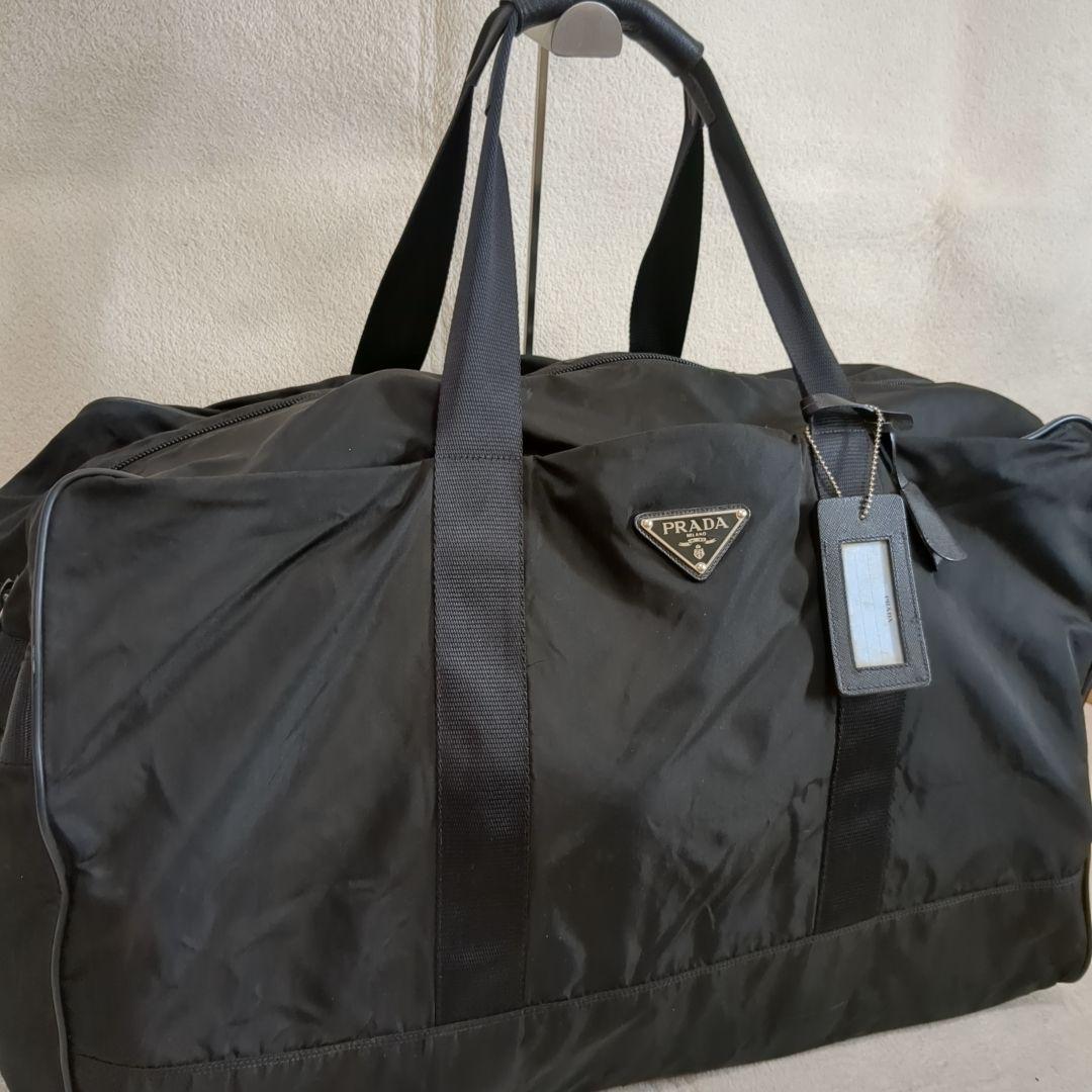 PRADA ボストンバッグ ブラック テスートナイロン 三角ロゴ 旅行バッグ